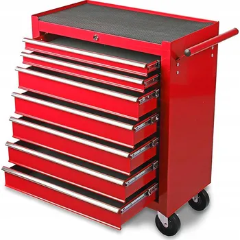 Dílenský vozík / skříňka na nářadí se 7 zásuvkami, ČERVENÁ
