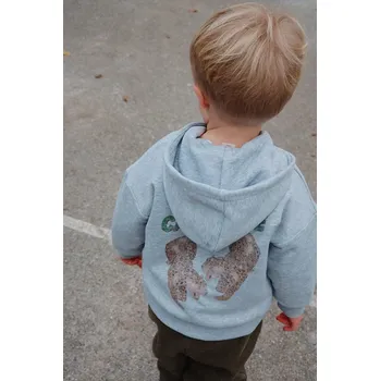 Chlapecká mikina Dětská mikina s bavlnou Konges Sløjd LOU SWEAT ZIP HOOD OCS šedá barva, s kapucí, KS103865 KS103865.9BYA 09X, vel. 86