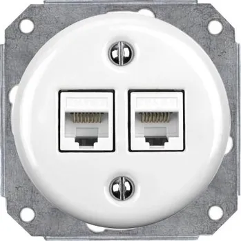 Elektrická zásuvka Elhard KV2034W Keramik 2xRJ45 zásuvka cat.6 - kulatá, bílá
