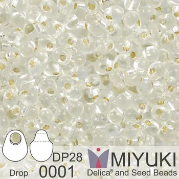 Dětské navlékací korálky Korálky Miyuki Drop 2,8mm. Barva 0001 S/L Crystal. Balení 5g.