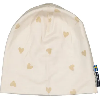 Kojenecká čepice Dětská merino čepice Geggamoja - Beige heart Velikost: 44-46cm (6-12 měsíců) XXS