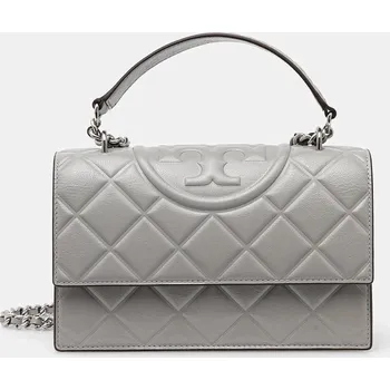 Kožená kabelka Tory Burch Fleming šedá barva, 164800-021 164800.021 09X, vel. ONE SIZE