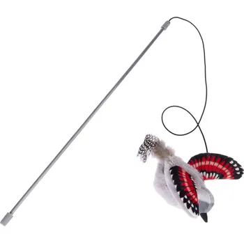 Hračka pro kočku TIAKI elektronická kočičí udice zedníček skalní s peřím