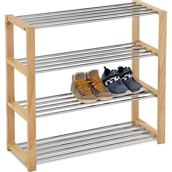 Botník Policový botník QUINCY 14, chrom/natural + vyzvednutí ZDARMA