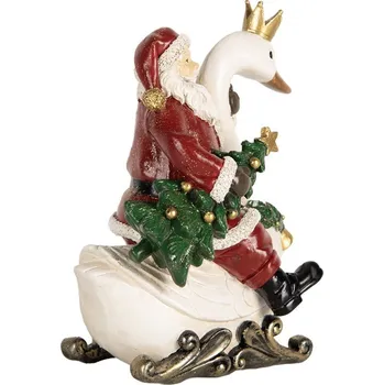 Vánoční dekorace Červená vánoční dekorace Santa Claus na labuti - 13*10*16 cm
