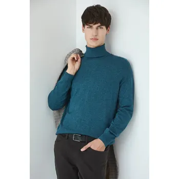 Pánský svetr Svetr Medicine pánský, tyrkysová barva, s golfem RW24.SWM051 69M, vel. XXL