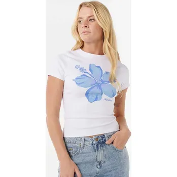 Dámské tričko triko RIP CURL Hibiscus Fitted White velikost oblečení L