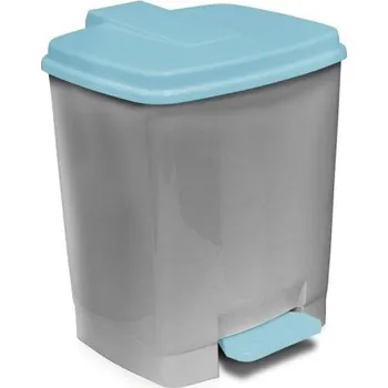 Odpadkový koš Plastkon Koš odpadkový pedálový 15l GOLIÁŠ, 30x32,v.38cm, šedá-světle.modrá