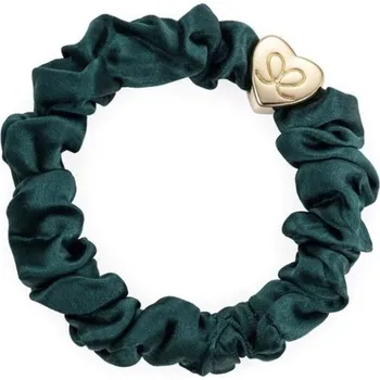 ByEloise gumička do vlasů Gold Heart Silk Scrunchie Chive Green