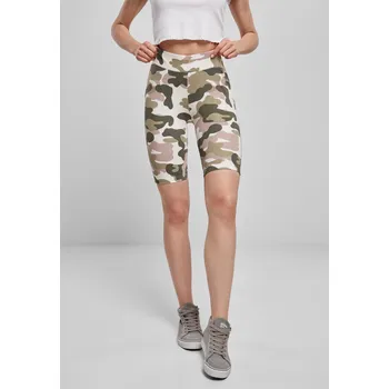 Dámské oblečení Dámské šortky s vysokým pasem Camo Tech Cycle Dukrose camo Urban Classics hnědá | kaki | zelená | krémová | růžová | vícebarevná 1751689