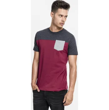 Dámská móda 3-tónové kapesní tričko vínové/cha/šedé Urban Classics šedá | tmavě červená 1752376