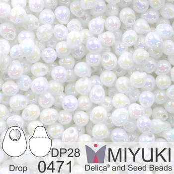 Korálek Korálky Miyuki Drop 2,8mm. Barva 0471 White Pearl AB . Balení 5g.