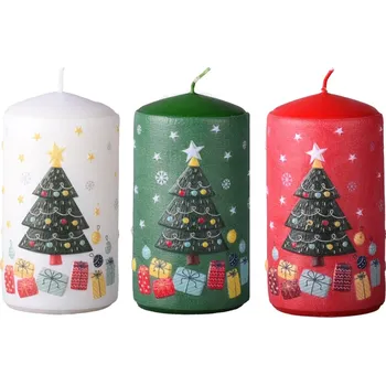 Svíčka Válec 60x110 mm Stromečky s dárky, svíčka mix 270 gram 270 gram
