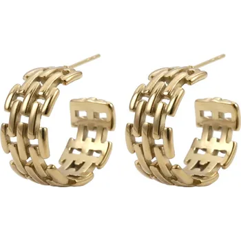 Náušnice Free Style Kruhové náušnice z chirurgické oceli MESS55 Barva: Zlatá