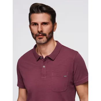 Pánské tričko Pánské polo tričko s ozdobnými knoflíky - bordó V6 S1744 - S