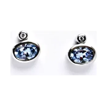 Náušnice Zlaté náušnice , zirkon akvamarin, bílé zlato - 594 poslední pár (Zlaté náušnice se zirkonem)