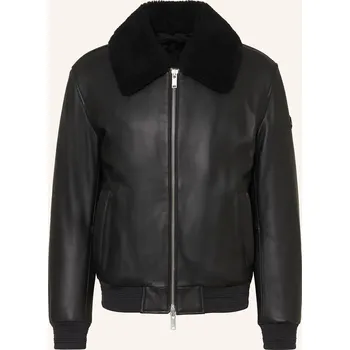 Pánský zimní kabát Moose Knuckles Pánský Kožený Blouson Toba, černá, 50