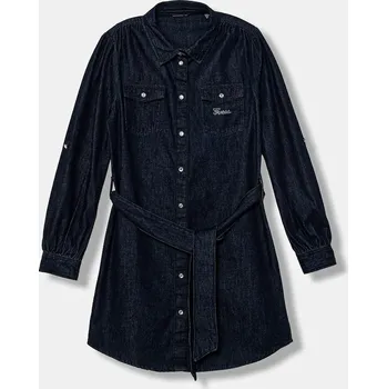 Dámské šaty Dětské riflové šaty Guess tmavomodrá barva, mini, J5BK22 D4EU0 J5BK22.D4EU0.9BYA 59X, vel. 136-146