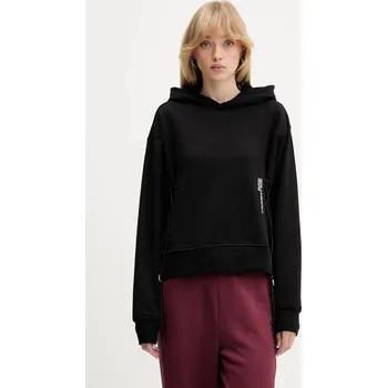 Dámská mikina Bavlněná mikina Karl Lagerfeld Jeans dámská, černá barva, s kapucí, s potiskem, A4W20005 99X, vel. XL