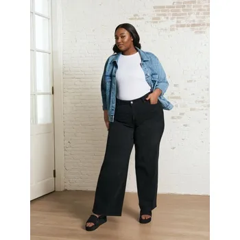 Dámské džíny Sinsay - Džíny wide leg Plus Size - černá - 879FI-99J - 879FI-99J-48
