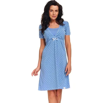 Těhotenské kalhotky Těhotenská noční košilka Adel pro kojení světle modrá, Velikost L, Barva Světle modrá 9393