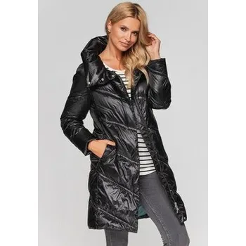 Perso Zimní kabát z ukośnym pikowaniem Černá Slim Fit M