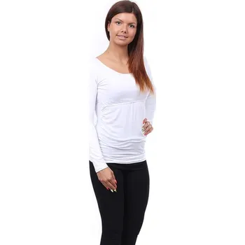 Těhotenská mikina Těhotenské a kojící tričko Stella dlouhý rukáv bílá, Velikost L, Barva Bílá