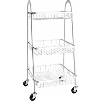 regál Pojízdný regál CARINN, kovový, bílý, 38x42x73 cm HOMLA