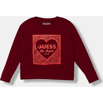 Dívčí tričko Dětské tričko s dlouhým rukávem Guess vínová barva, J5BI01 J1314 J5BI01.J1314.9BYA 83X, vel. 125-135