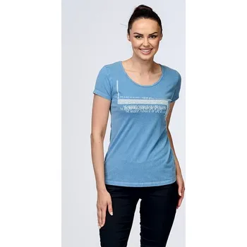 Bavlněné světle modré dámské tričko s potiskem 57 velikost 4XL