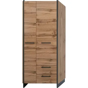 Šatní skříň Slevadoma Šatní skříň AMONI 2D2S/45 | DUB WOTAN / ČERNÁ