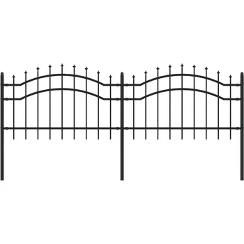Plot Zahradní plot s kopím nahoře z práškově lakované oceli 151079 černý
