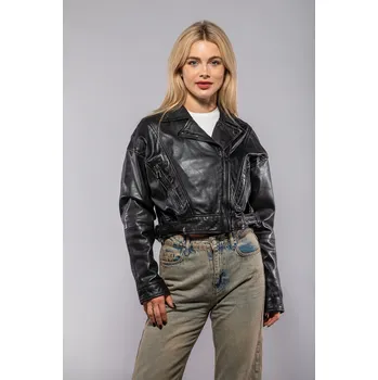 Dámská casual bunda Černý krátký dámský křivák Mayla Over Size Velikost M