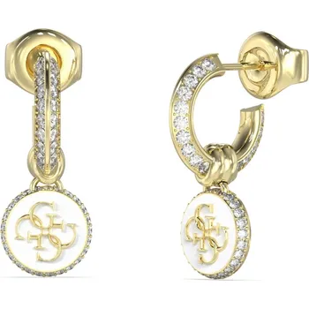 Náušnice Guess Stylové pozlacené kruhy se zirkony Knot You JUBE04054JWYGWHT/U + 2 měsíce na vrácení zboží