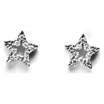 Náušnice Zlaté náušnice hvězdičky ,čiré zirkony, bílé zlato - 3877 poslední pár (Zlaté náušnice se zirkonem)