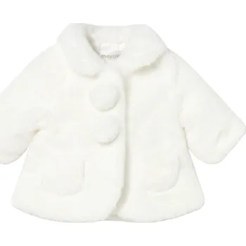 Kojenecká bunda MAYORAL kabátek s umělou kožešinou bílá vel. 75 cm
