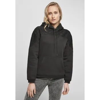 Dámská mikina Dámská krajková vložka s kapucí černá Urban Classics černá | šedá 1752586