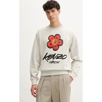 Pánská mikina Bavlněná mikina Kenzo Kenzo x Futura pánská, šedá barva, s potiskem, FF65SW2524MC 09X, vel. XL