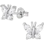 Stříbrné puzetové náušnice motýl se zirkony 0345