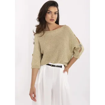 Dámský svetr Elegantní zlatý svetr MI- Zlatá