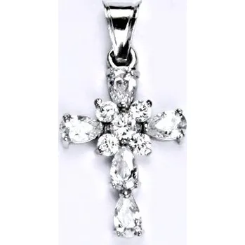 Přívěsek Zlatý přívěsek křížek , bílé zlato , čiré zirkony - 1742 poslední kus (Zlatý křížek se zirkony)