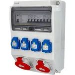 Zásuvková skříň IP54 jištění s chráni 4x230V 1x16/5, 1x32/5 VF340-6kA ZSF40101000.1/395