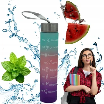 Láhev LAHEV NA PITÍ MOTIVAČNÍ LAHEV 300ML S MĚRKOU, NEPROTÉKAJÍCÍ, BEZ BPA, PRO FITNESS A SPORT
