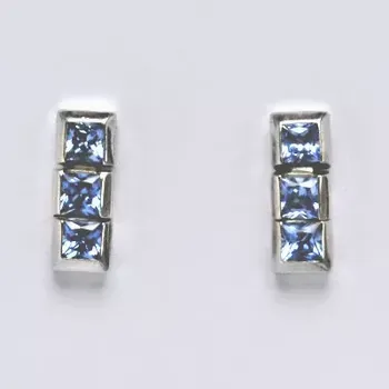 Náušnice Zlaté náušnice ,akvamarin zirkony, bílé zlato - 2287 poslední pár (Zlaté náušnice s akvamariny)