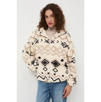 Dámská mikina Fleecová mikina Medicine dámská, béžová barva, s kapucí, vzorovaná RW25-BLD602 08A, vel. L