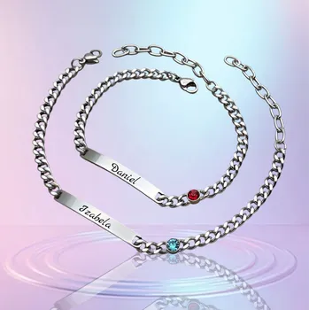 Náramek Ocelové náramky pro zamilované Couple Simple s krystaly