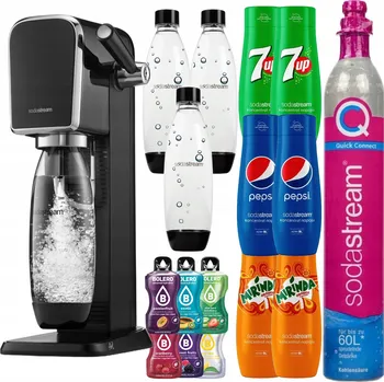Výrobník sody SODA STREAM ART VÝROBNÍK SODY BLACK MEGA SADA sirupy + tři lahve