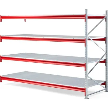 Dílenský regál Skladový regál TOUGH, přídavný, 2000x2700x1000 mm, 4 plechové police