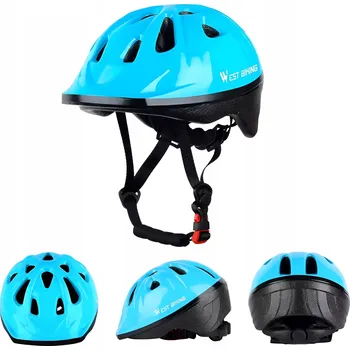 Cyklistická přilba DĚTSKÁ OCHRANNÁ PŘILBA MODRÁ NA KOLO A KOLOBĚŽKU VEL. S/M 52-56cm