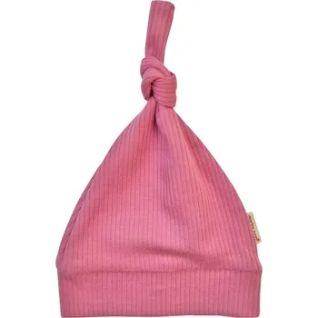 Kojenecká čepice Kojenecká čepička z žebrovaného úpletu - růžová, Velikost 62/68, Barva Růžová 4280
